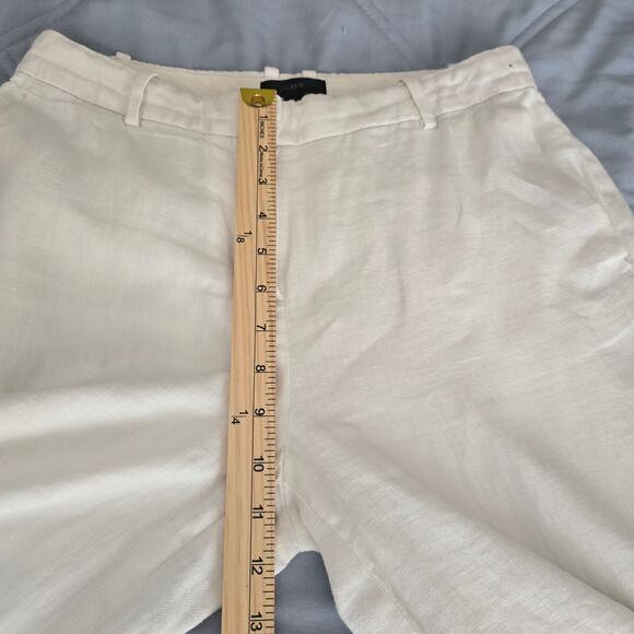 J.Crew Women’s White Linen Capri Pants Sz 4 Wide Leg Capsule Wardrobe Minimalist - Picture 6 of 8